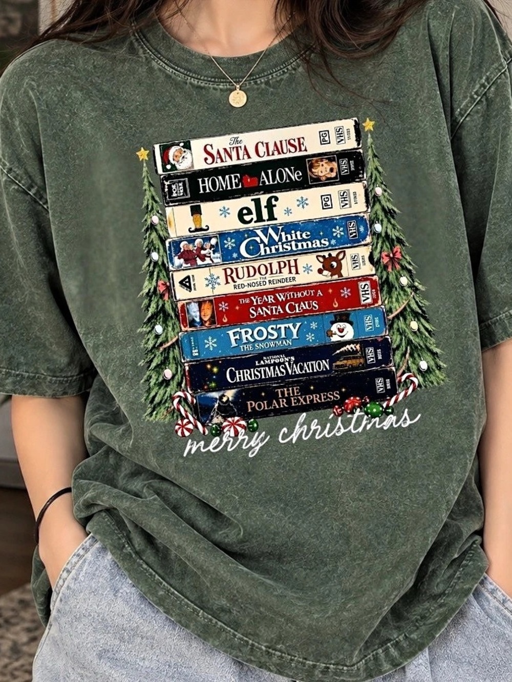 Comfort Colors Christmas Movie Cassette Stack Graphic T-Shirt